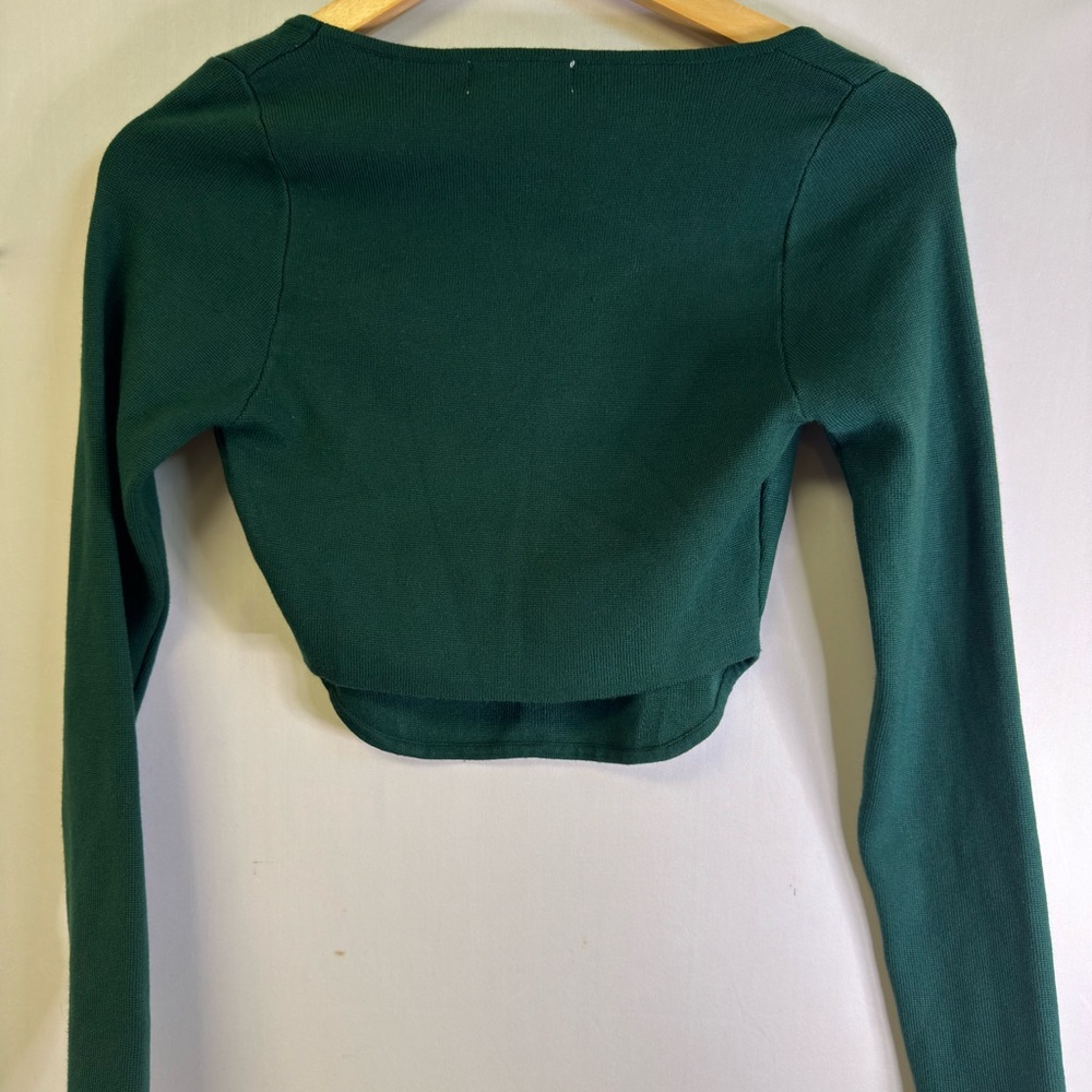 Altar'd State Forest Green Cropped Square Neck Knit Top - Picture 4 of 7